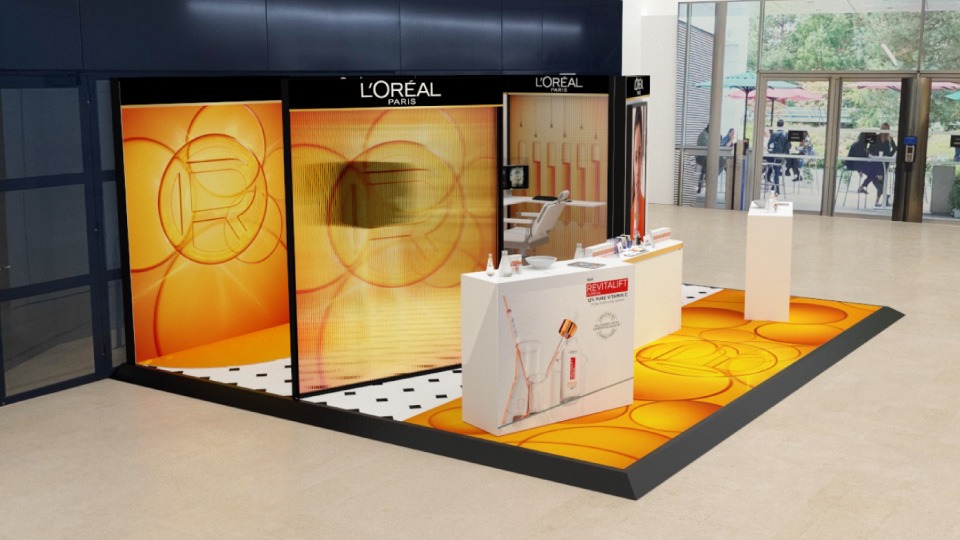L'Oréal reconfigurable Pop-up display stand