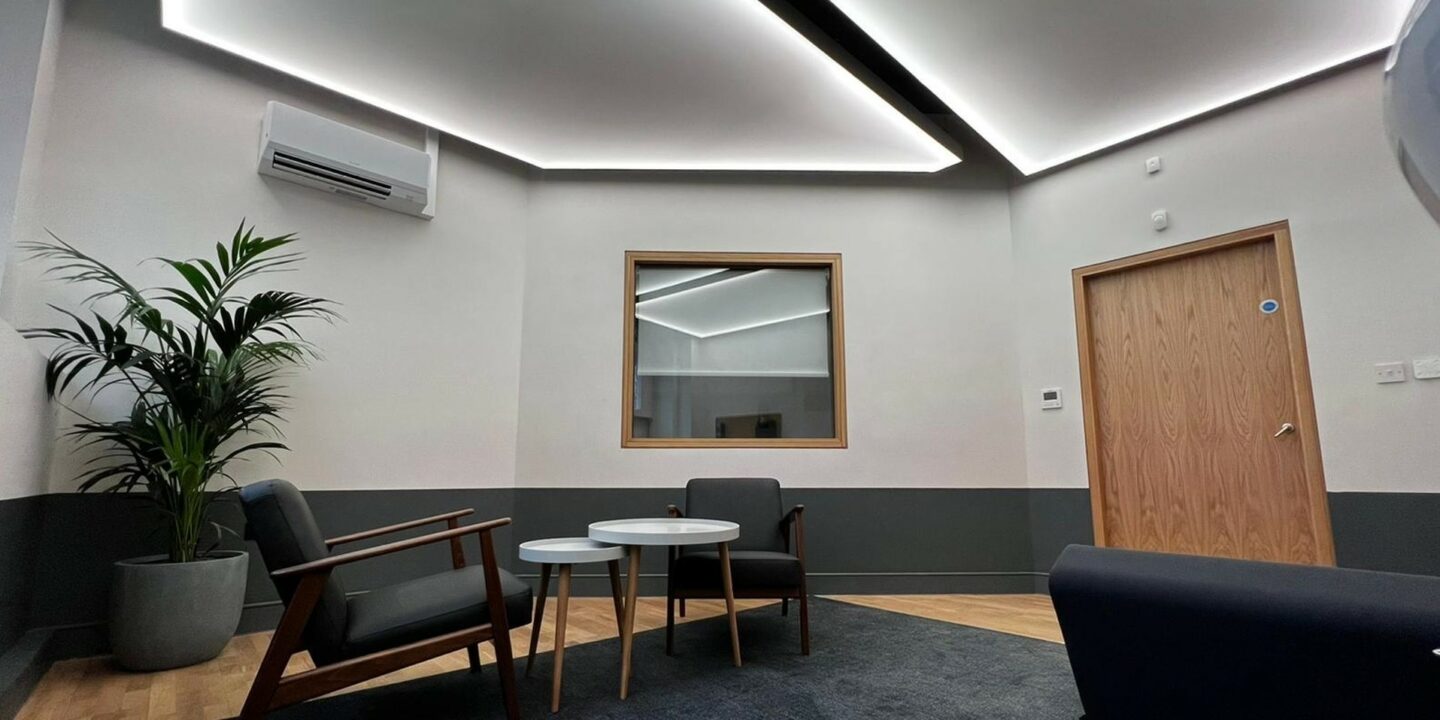 Theraputic ceiling lightboxes for Awakn Clinic